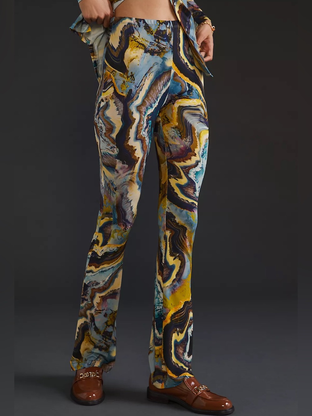 NWT Anthropologie Beatrice B Marbled Flared Pants Size 12 Z29